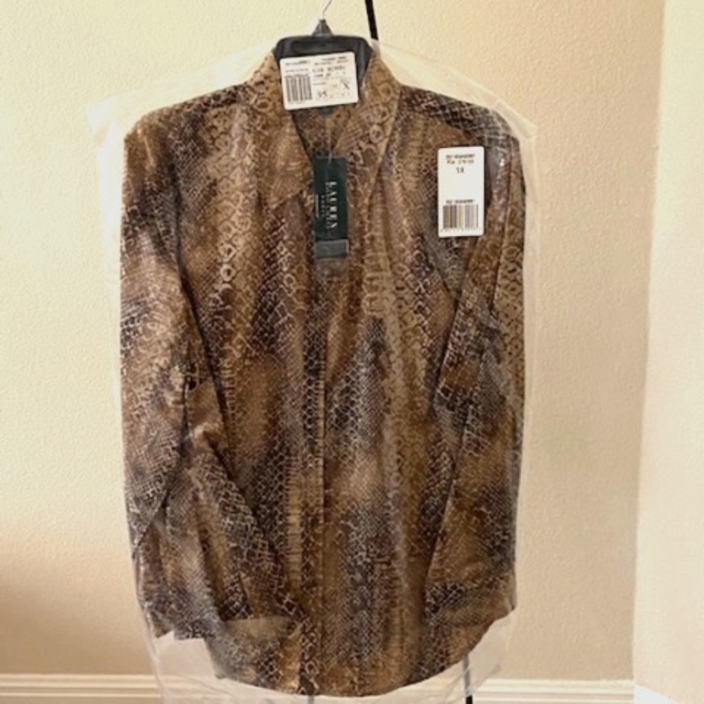 Ralph Lauren Sateen Python Print Blouse NWT